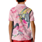 Birds and Floral Aussie Pink Robins Kid Polo Shirt Rosy Glow - Aussie Hoodie