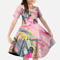 Birds and Floral Aussie Pink Robins Kid Short Sleeve Dress Rosy Glow - Aussie Hoodie