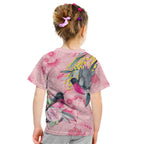 Birds and Floral Aussie Pink Robins Kid T Shirt Rosy Glow - Aussie Hoodie