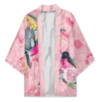 Birds and Floral Aussie Pink Robins Kimono Rosy Glow - Aussie Hoodie
