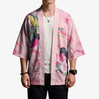 Birds and Floral Aussie Pink Robins Kimono Rosy Glow - Aussie Hoodie