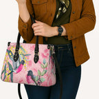 Birds and Floral Aussie Pink Robins Leather Bag Rosy Glow - Aussie Hoodie