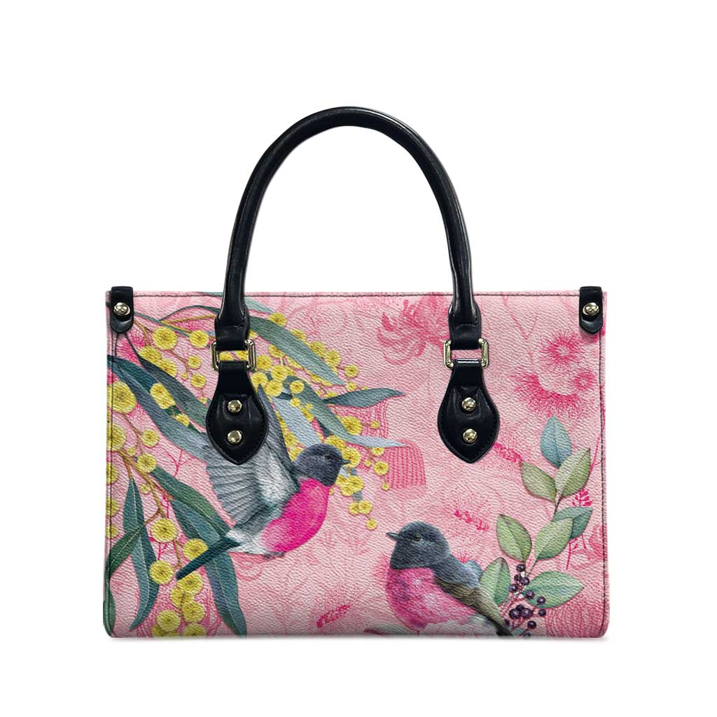 Birds and Floral Aussie Pink Robins Leather Bag Rosy Glow - Aussie Hoodie