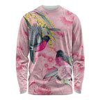 Birds and Floral Aussie Pink Robins Long Sleeve Shirt Rosy Glow - Aussie Hoodie