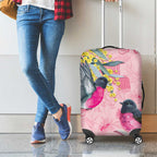 Birds and Floral Aussie Pink Robins Luggage Cover Rosy Glow - Aussie Hoodie