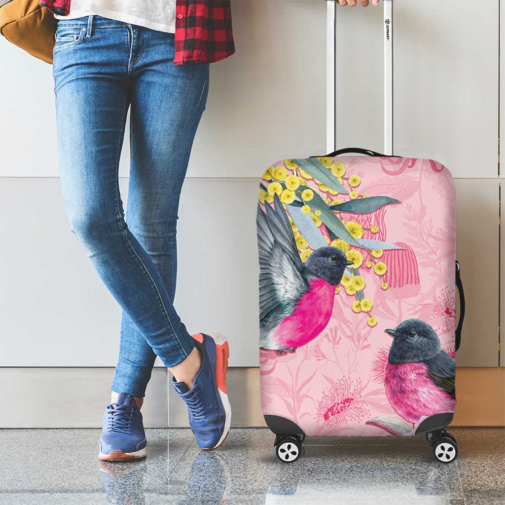 Birds and Floral Aussie Pink Robins Luggage Cover Rosy Glow - Aussie Hoodie