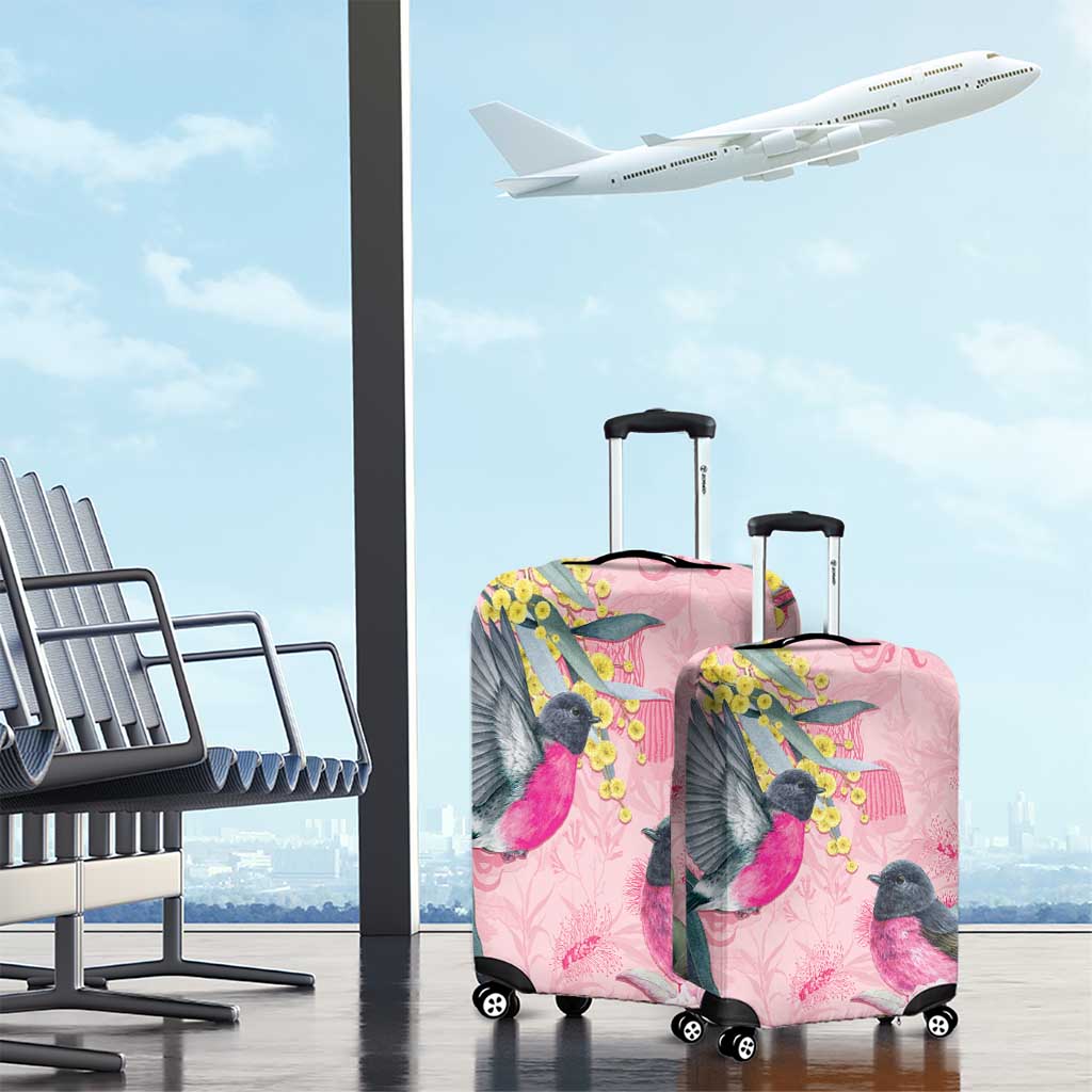 Birds and Floral Aussie Pink Robins Luggage Cover Rosy Glow - Aussie Hoodie