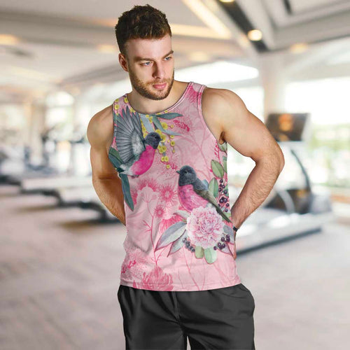 Birds and Floral Aussie Pink Robins Men Tank Top Rosy Glow - Aussie Hoodie
