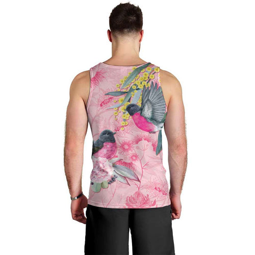Birds and Floral Aussie Pink Robins Men Tank Top Rosy Glow - Aussie Hoodie