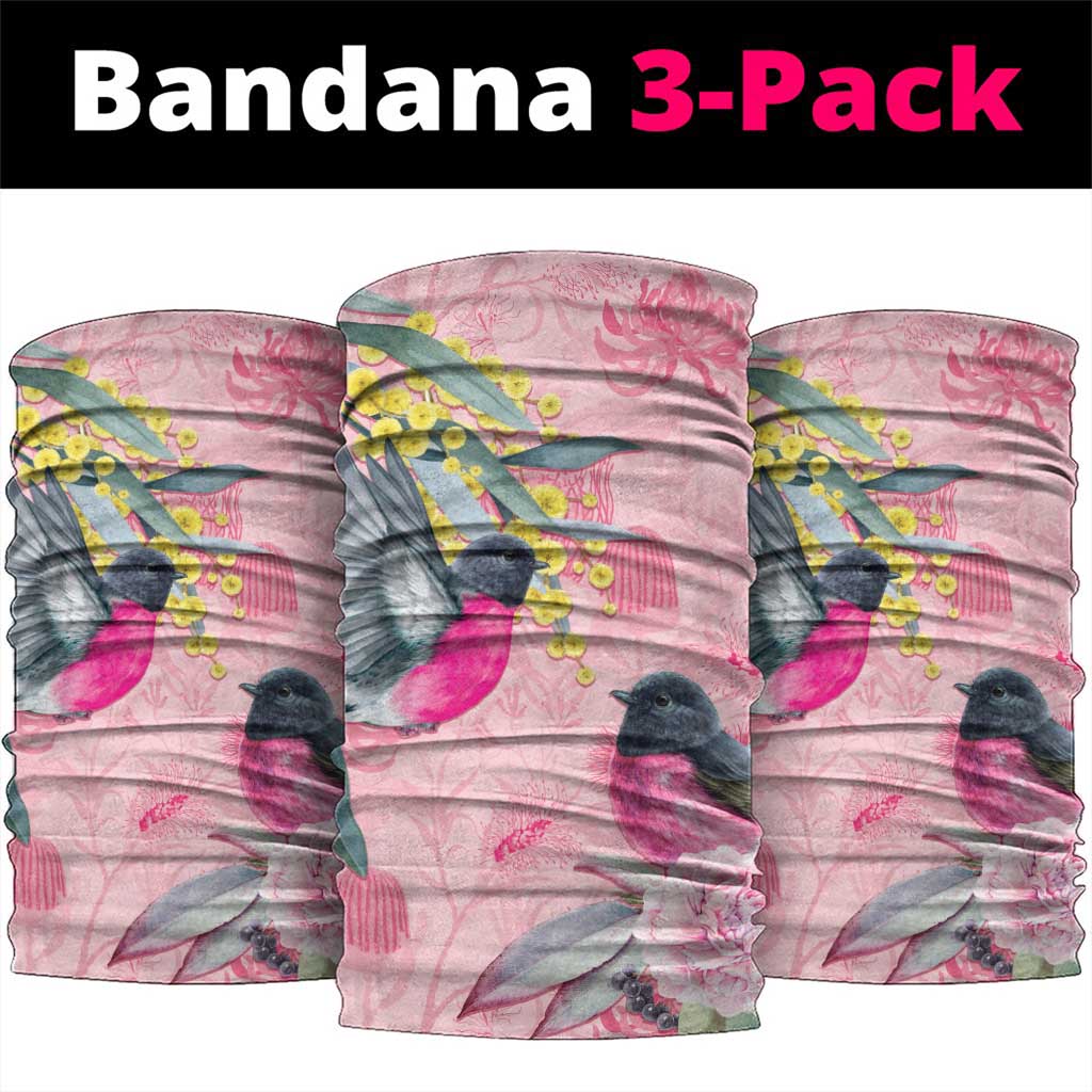 Birds and Floral Aussie Pink Robins Neck Gaiter Rosy Glow - Aussie Hoodie