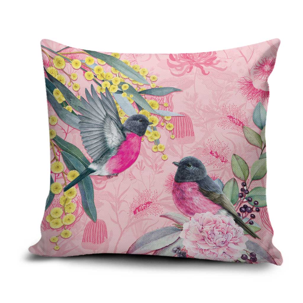 Birds and Floral Aussie Pink Robins Pillow Cover Rosy Glow - Aussie Hoodie