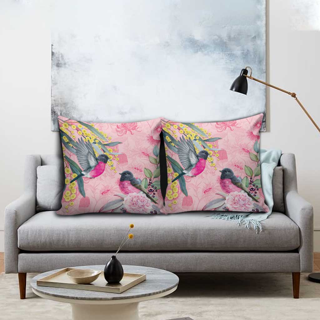 Birds and Floral Aussie Pink Robins Pillow Cover Rosy Glow - Aussie Hoodie