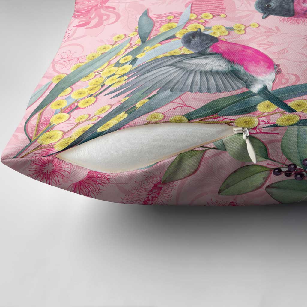 Birds and Floral Aussie Pink Robins Pillow Cover Rosy Glow - Aussie Hoodie