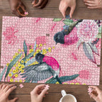 Birds and Floral Aussie Pink Robins Puzzle Rosy Glow - Aussie Hoodie