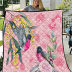 Birds and Floral Aussie Pink Robins Quilt Rosy Glow - Aussie Hoodie