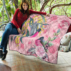 Birds and Floral Aussie Pink Robins Quilt Rosy Glow - Aussie Hoodie
