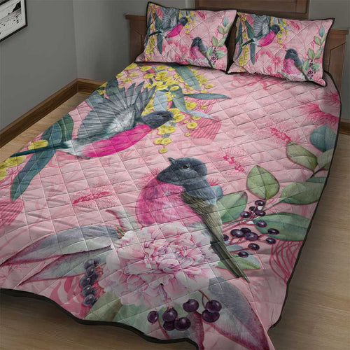 Birds and Floral Aussie Pink Robins Quilt Bed Set Rosy Glow - Aussie Hoodie