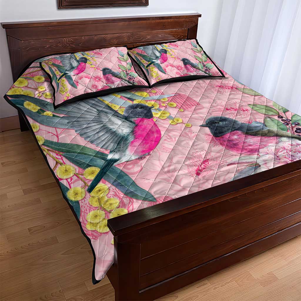 Birds and Floral Aussie Pink Robins Quilt Bed Set Rosy Glow - Aussie Hoodie