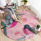 Birds and Floral Aussie Pink Robins Round Carpet Rosy Glow - Aussie Hoodie