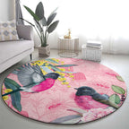 Birds and Floral Aussie Pink Robins Round Carpet Rosy Glow - Aussie Hoodie