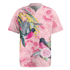 Birds and Floral Aussie Pink Robins Rugby Jersey Rosy Glow - Aussie Hoodie