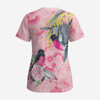 Birds and Floral Aussie Pink Robins Scrub Top Rosy Glow - Aussie Hoodie