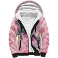 Birds and Floral Aussie Pink Robins Sherpa Hoodie Rosy Glow - Aussie Hoodie