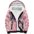 Birds and Floral Aussie Pink Robins Sherpa Hoodie Rosy Glow - Aussie Hoodie
