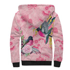 Birds and Floral Aussie Pink Robins Sherpa Hoodie Rosy Glow - Aussie Hoodie