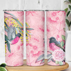 Birds and Floral Aussie Pink Robins Skinny Tumbler Rosy Glow - Aussie Hoodie