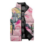 Birds and Floral Aussie Pink Robins Sleeveless Puffer Jacket Rosy Glow - Aussie Hoodie