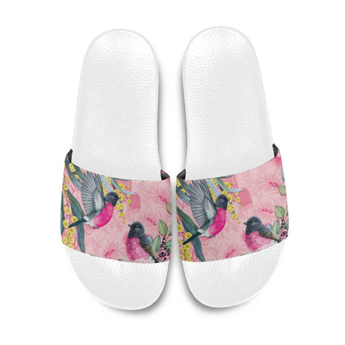 Birds and Floral Aussie Pink Robins Slide Sandals Rosy Glow - Aussie Hoodie