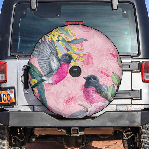 Birds and Floral Aussie Pink Robins Spare Tire Cover Rosy Glow - Aussie Hoodie