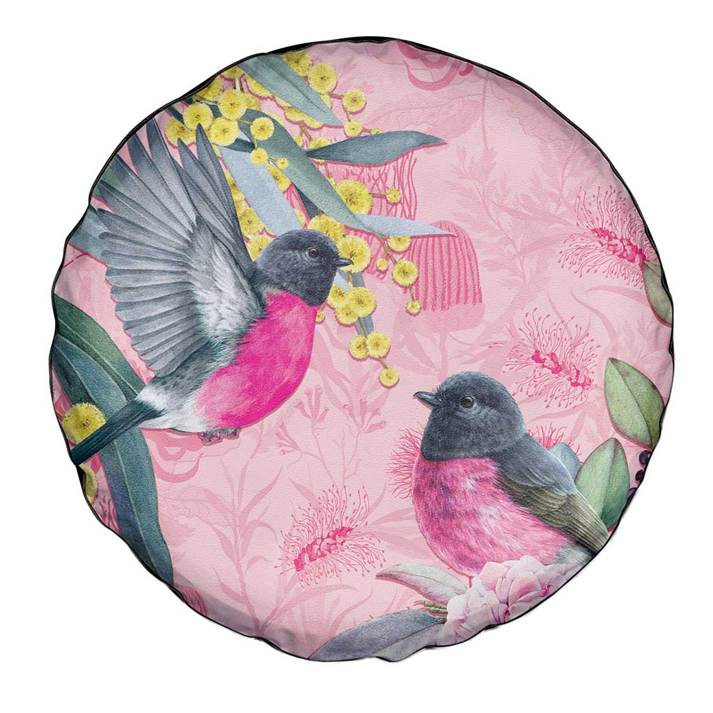 Birds and Floral Aussie Pink Robins Spare Tire Cover Rosy Glow - Aussie Hoodie