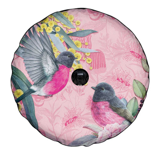 Birds and Floral Aussie Pink Robins Spare Tire Cover Rosy Glow - Aussie Hoodie
