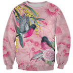 Birds and Floral Aussie Pink Robins Sweatshirt Rosy Glow - Aussie Hoodie