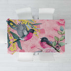 Birds and Floral Aussie Pink Robins Tablecloth Rosy Glow - Aussie Hoodie