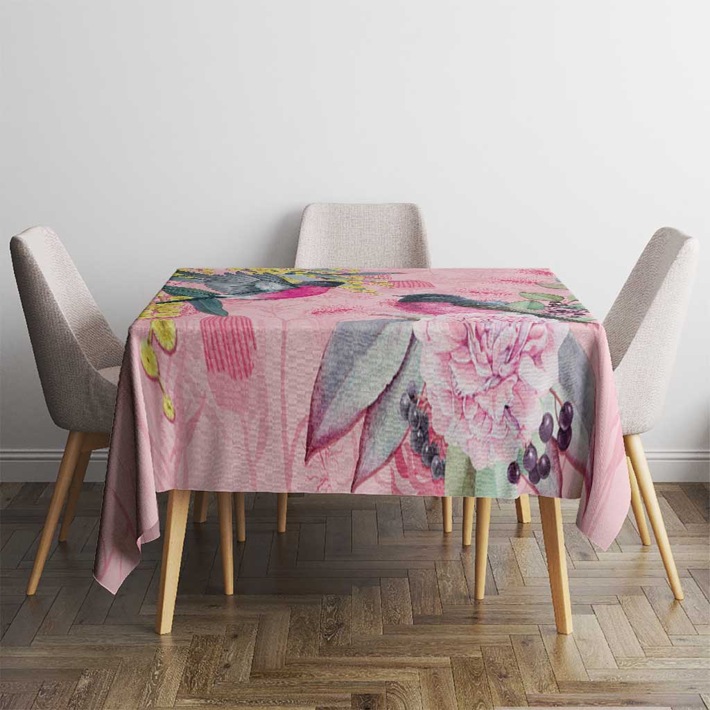 Birds and Floral Aussie Pink Robins Tablecloth Rosy Glow - Aussie Hoodie