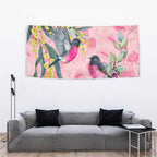 Birds and Floral Aussie Pink Robins Tapestry Rosy Glow - Aussie Hoodie