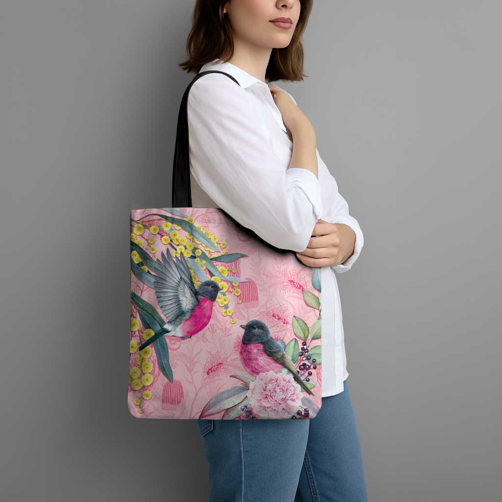Birds and Floral Aussie Pink Robins Tote Bag Rosy Glow - Aussie Hoodie