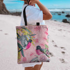 Birds and Floral Aussie Pink Robins Tote Bag Rosy Glow - Aussie Hoodie