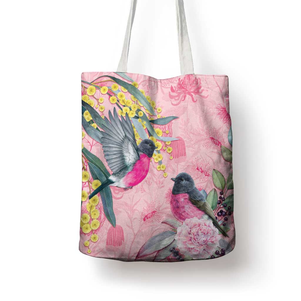 Birds and Floral Aussie Pink Robins Tote Bag Rosy Glow - Aussie Hoodie