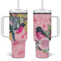 Birds and Floral Aussie Pink Robins Tumbler With Handle Rosy Glow - Aussie Hoodie