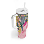 Birds and Floral Aussie Pink Robins Tumbler With Handle Rosy Glow - Aussie Hoodie