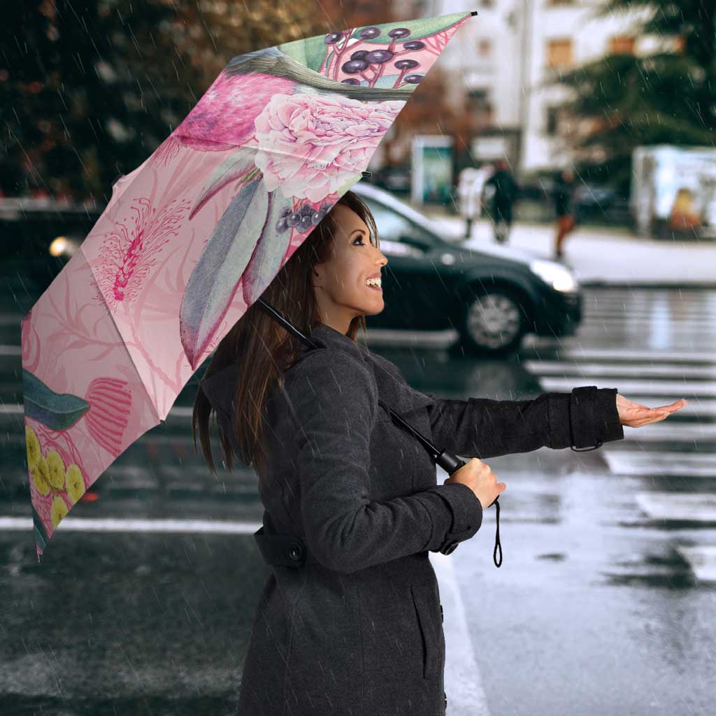 Birds and Floral Aussie Pink Robins Umbrella Rosy Glow - Aussie Hoodie