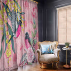 Birds and Floral Aussie Pink Robins Window Curtain Rosy Glow - Aussie Hoodie