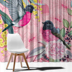 Birds and Floral Aussie Pink Robins Window Curtain Rosy Glow - Aussie Hoodie