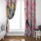 Birds and Floral Aussie Pink Robins Window Curtain Rosy Glow - Aussie Hoodie