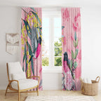 Birds and Floral Aussie Pink Robins Window Curtain Rosy Glow - Aussie Hoodie