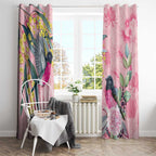 Birds and Floral Aussie Pink Robins Window Curtain Rosy Glow - Aussie Hoodie